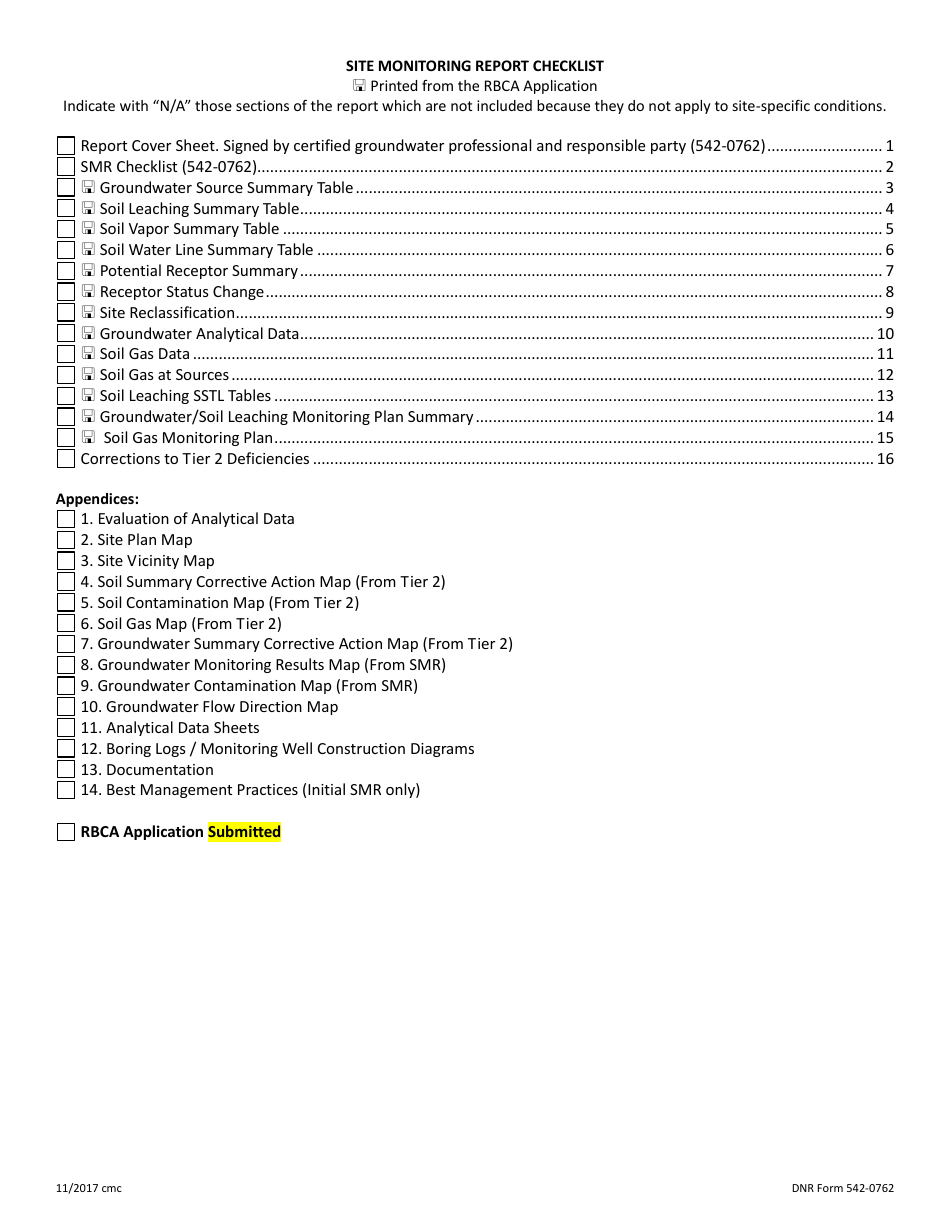 DNR Form 542-0762 Site Monitoring Report for Leaking Underground Storage Tank Sites - Iowa, Page 2