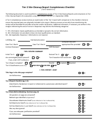 DNR Form 542-0612 Tier 2 Site Cleanup Report Completeness Checklist - Iowa