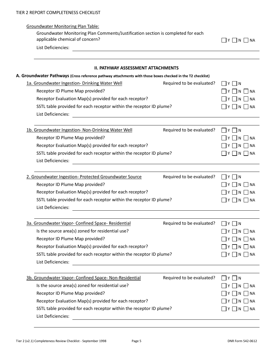 DNR Form 542-0612 Tier 2 Site Cleanup Report Completeness Checklist - Iowa, Page 5