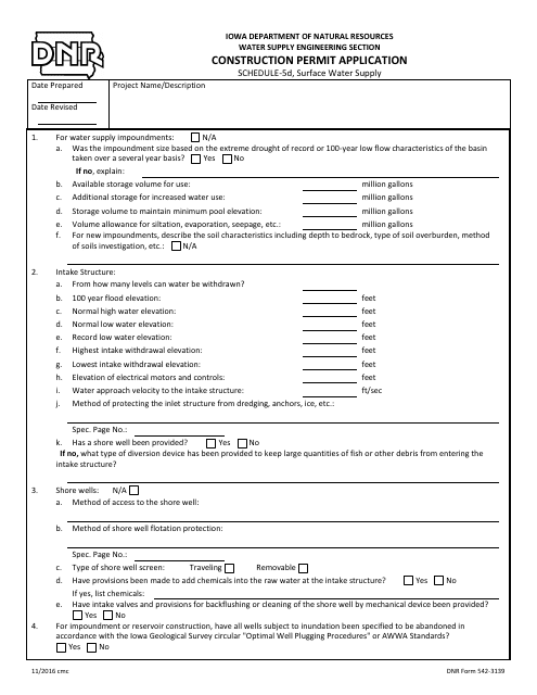 DNR Form 542-3139 Schedule 5D  Printable Pdf