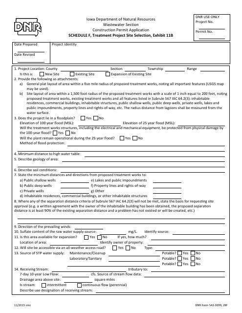 DNR Form 542-3099 Schedule F  Printable Pdf