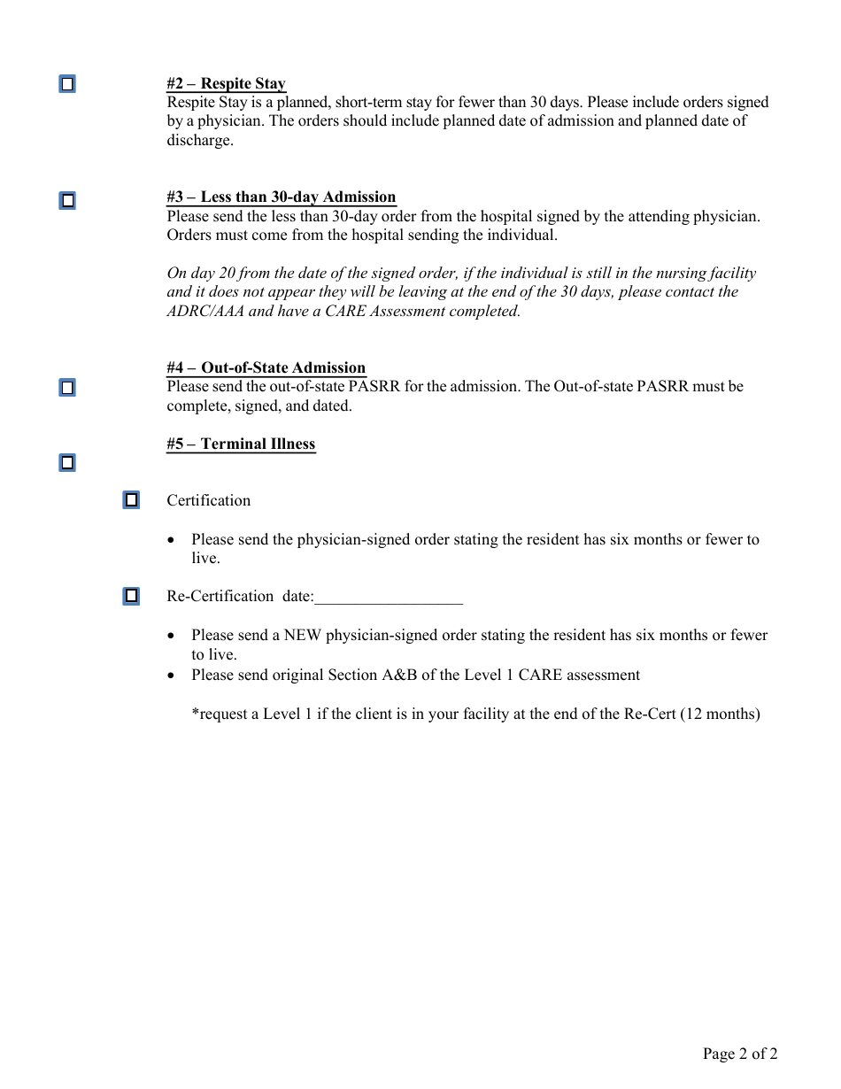 Kdads Care Special Admission Fax Memo - Kansas, Page 2