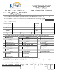 Form KPL-300 Commercial Pesticide Applicator Certification Application - Kansas