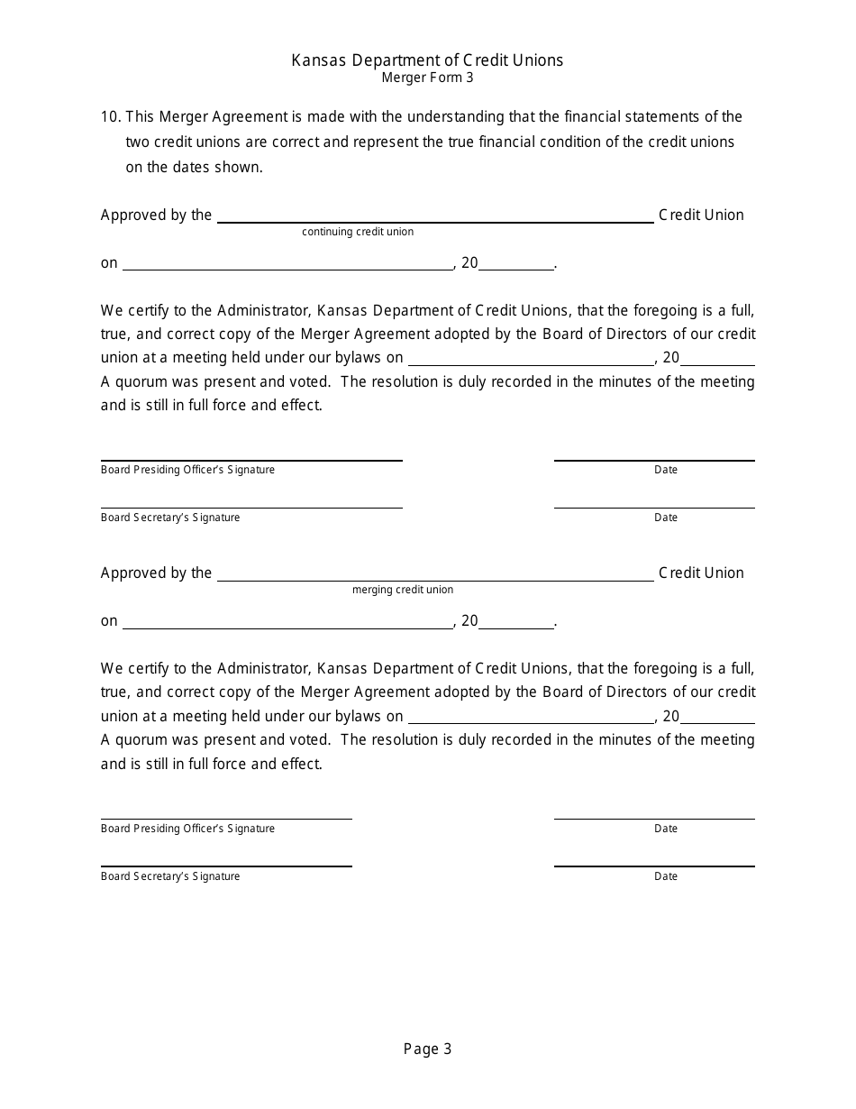 Form 3 Merger Agreement Terms and Conditions - Kansas, Page 3