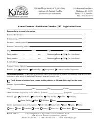 Document preview: Kansas Premises Identification Number (Pin) Registration Form - Kansas