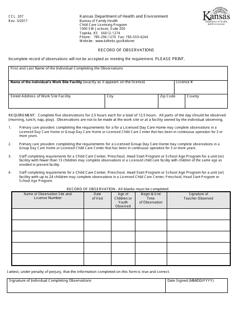 Form CCL.207  Printable Pdf