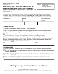 Document preview: Formulario K-BEN233-A Contrato Para Retener Impuestos De Ingresos Federales Y/O Estatales De Los Beneficios De Seguro De Desempleo - Kansas (Spanish)