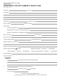 K-WC Form 13 &quot;Worksheet for Settlements: Death Case&quot; - Kansas