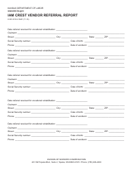 Document preview: Form K-WC-R93-2 Iam Crest Vendor Referral Report - Kansas