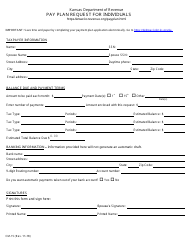 Form CM-15 Pay Plan Request for Individuals - Kansas