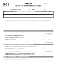 Schedule K-31 Center for Entrepreneurship Credit - Kansas