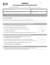 Document preview: Schedule K-70 Low Income Student Scholarship Credit - Kansas