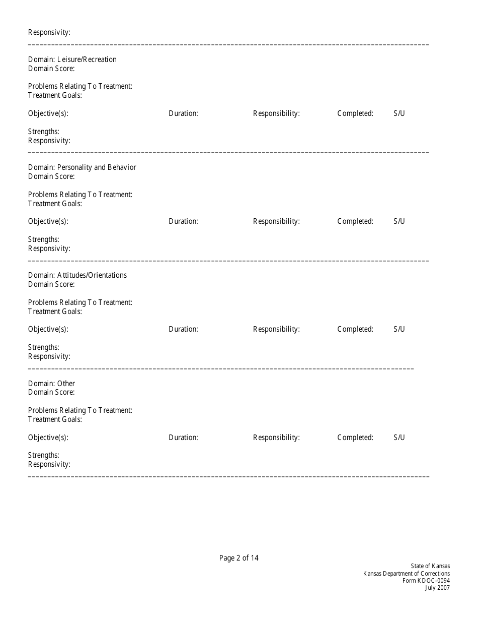 Form KDOC-0094 - Fill Out, Sign Online and Download Printable PDF ...