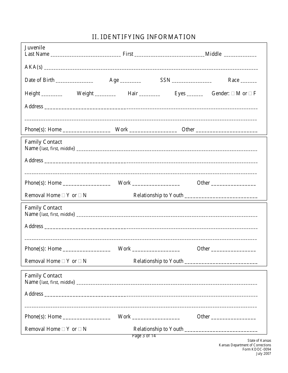 Form KDOC-0094 Juvenile Supervision Plan - Kansas, Page 3