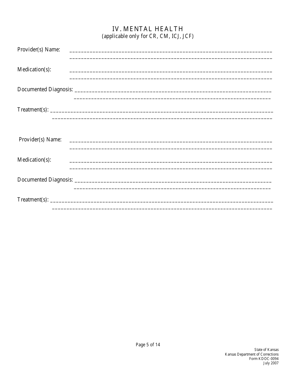 Form KDOC-0094 Juvenile Supervision Plan - Kansas, Page 5