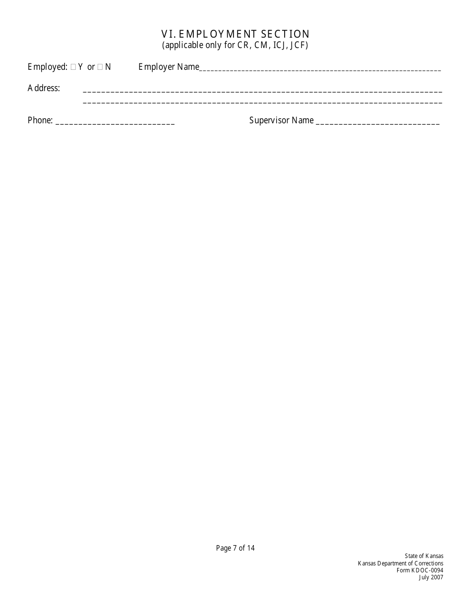 Form KDOC-0094 Juvenile Supervision Plan - Kansas, Page 7