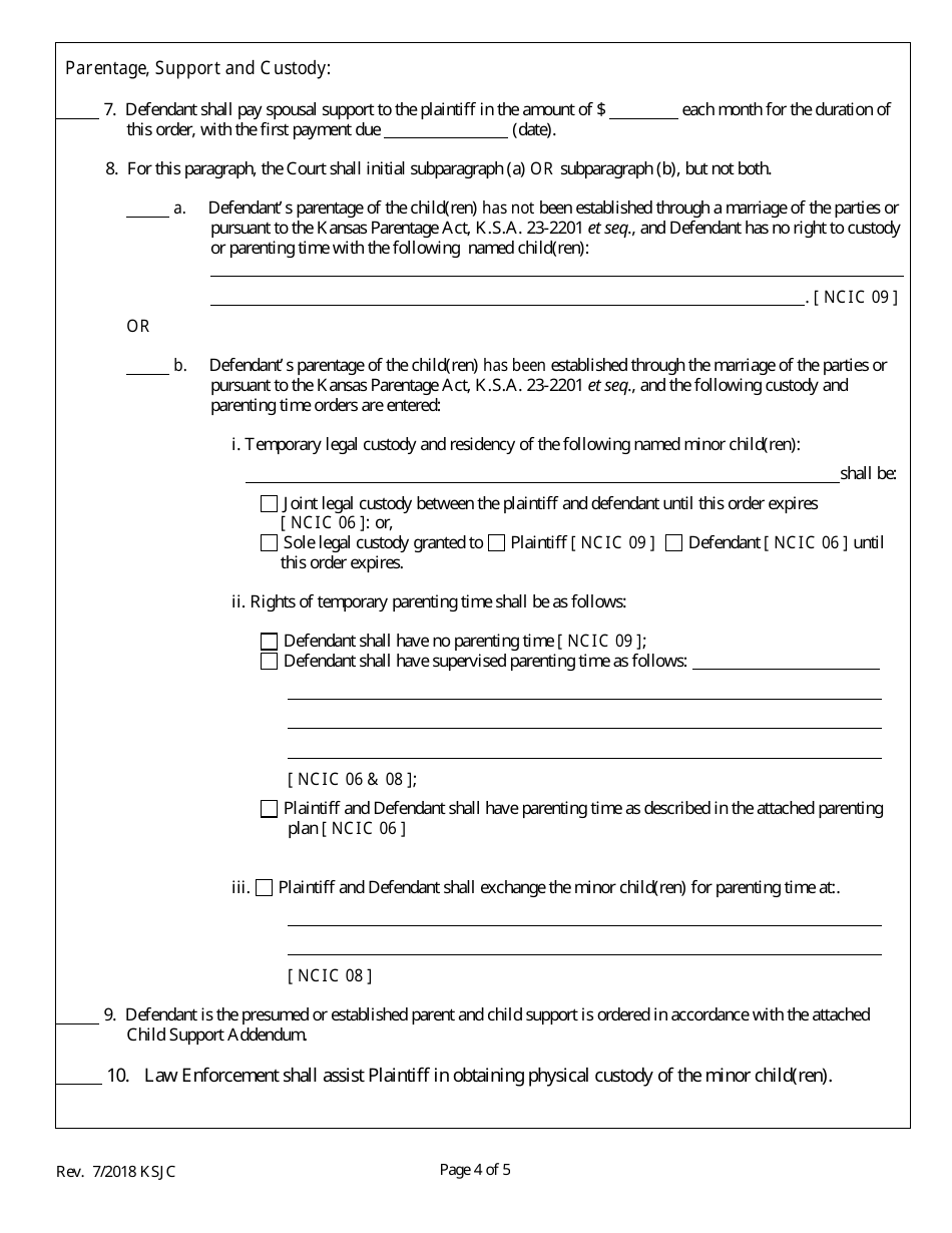 Final Order of Protection From Abuse - Kansas, Page 4