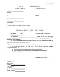 Document preview: Journal Entry for Possession - Kansas