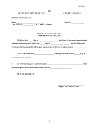 Form 255 &quot;Order of Continuance&quot; - Kansas