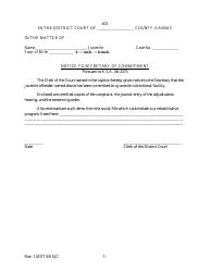 Form 401 &quot;Notice to Secretary of Commitment&quot; - Kansas