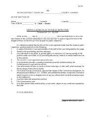 Document preview: Form 394 Order Closing Files to Public Inspection - Kansas