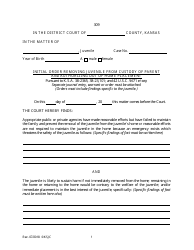 Form 309 &quot;Initial Order Removing Juvenile From Custody of Parent and Authorizing out of Home Placement&quot; - Kansas