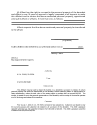 Affidavit Transferring Certain Personal Property in Estates Under $40,000 Pursuant to K.s.a. 59-1507b - Kansas, Page 2