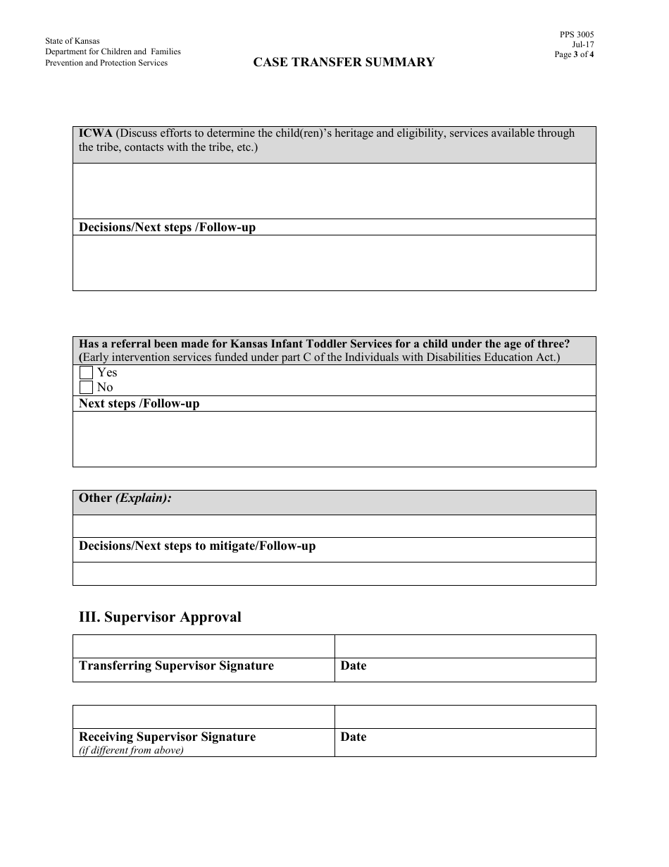Form PPS3005 Case Transfer Summary - Kansas, Page 3