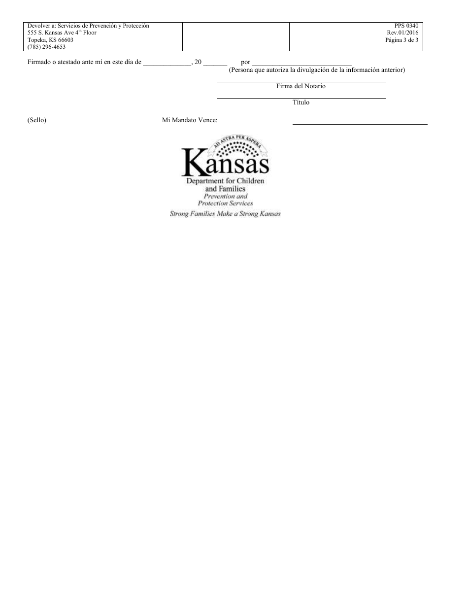 Formulario PPS0340 Adulto Que Solicita La Busqueda De Hermano(S) Biologico(S) - Kansas (Spanish), Page 3