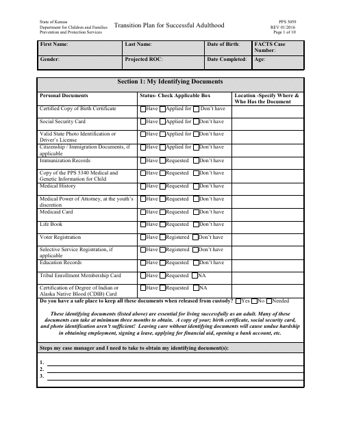 Form PPS3059 - Fill Out, Sign Online and Download Printable PDF, Kansas ...