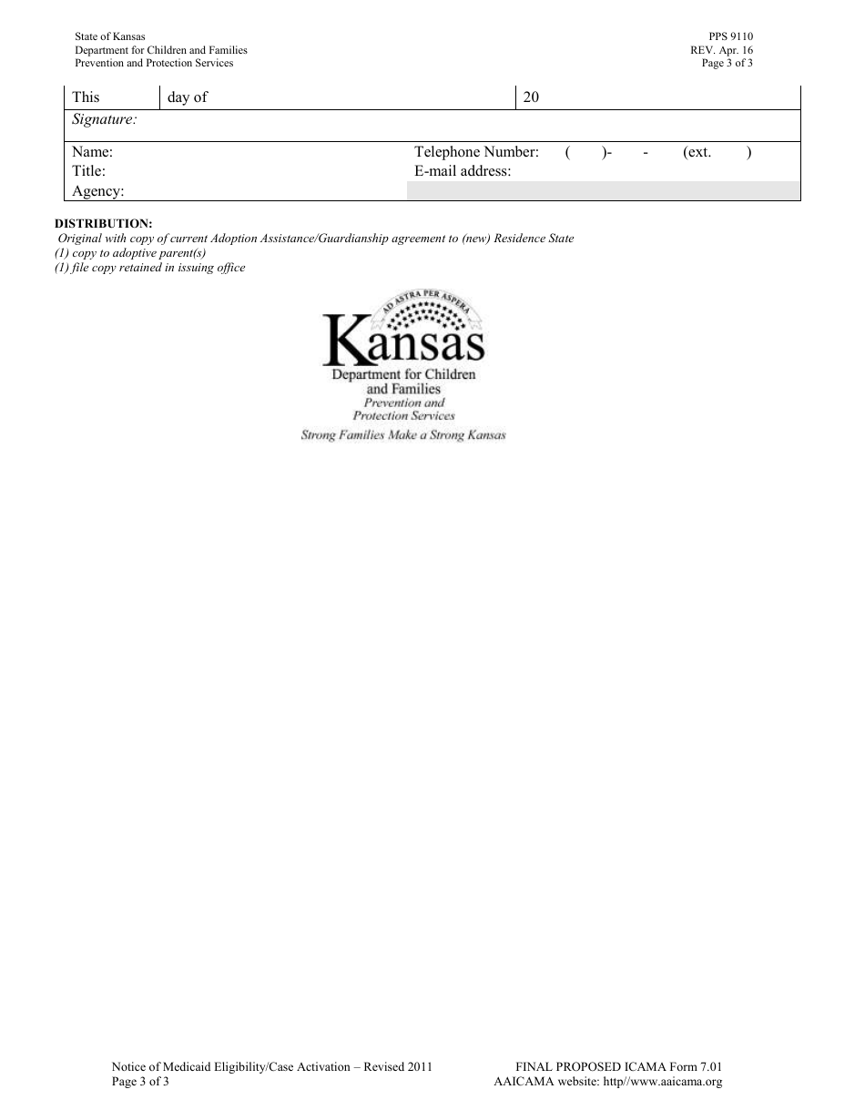 Form PPS9110 (ICAMA Form 7.01) Notice of Medicaid Eligibility / Case Activation - Kansas, Page 3