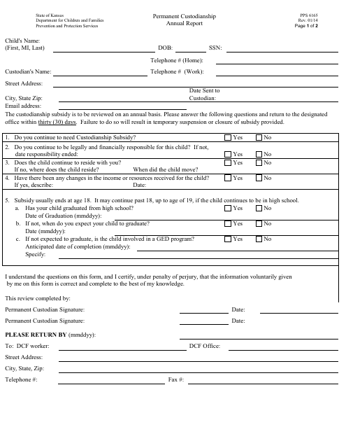 Form PPS6165 Permament Custodianship Annual Report - Kansas