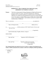 Document preview: Form PPS10510 Emergency Adult Protective Services (Aps) Admission to Nursing Facility - Kansas
