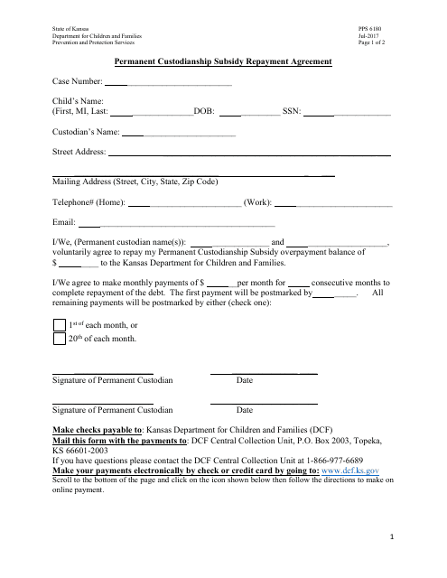 Form PPS6180 - Fill Out, Sign Online and Download Printable PDF, Kansas ...