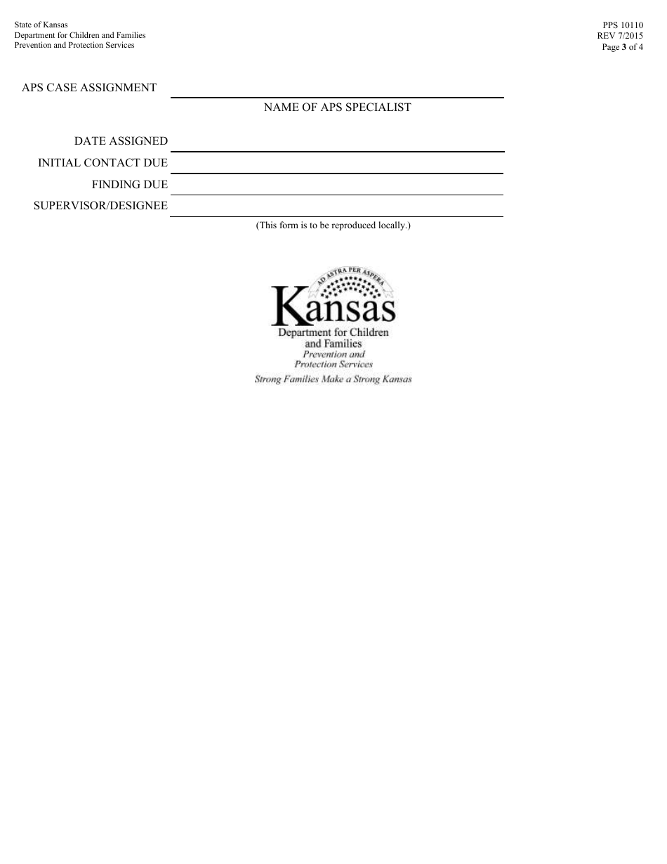 Form PPS10110 Adult Protective Services Screening Report - Kansas, Page 3