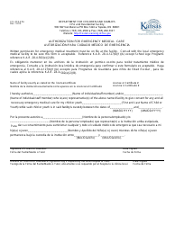 Form CCL101-SPA Authorization for Emergency Medical Care - Kansas (English/Spanish)