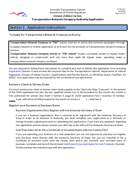 Form TC95-627 Transportation Network Company Authority Application - Kentucky, Page 2