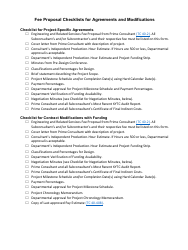 Document preview: Fee Proposal Checklists for Agreements and Modifications - Kentucky