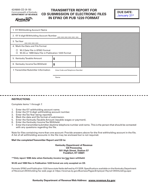 Form 42A806-CD  Printable Pdf