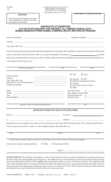 Form 51A154  Printable Pdf