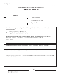 Form 51A229 Fluidized Bed Combustion Technology Tax Exemption Certificate - Kentucky