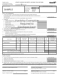 Document preview: Sample Form 73A901 Utility Gross Receipts License Tax Return - Kentucky