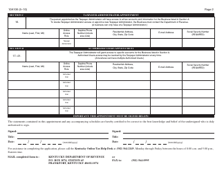 Form 10A106 Appointment of Taxpayer Administrator and Authorized Users for Kentucky Online Tax - Kentucky, Page 2