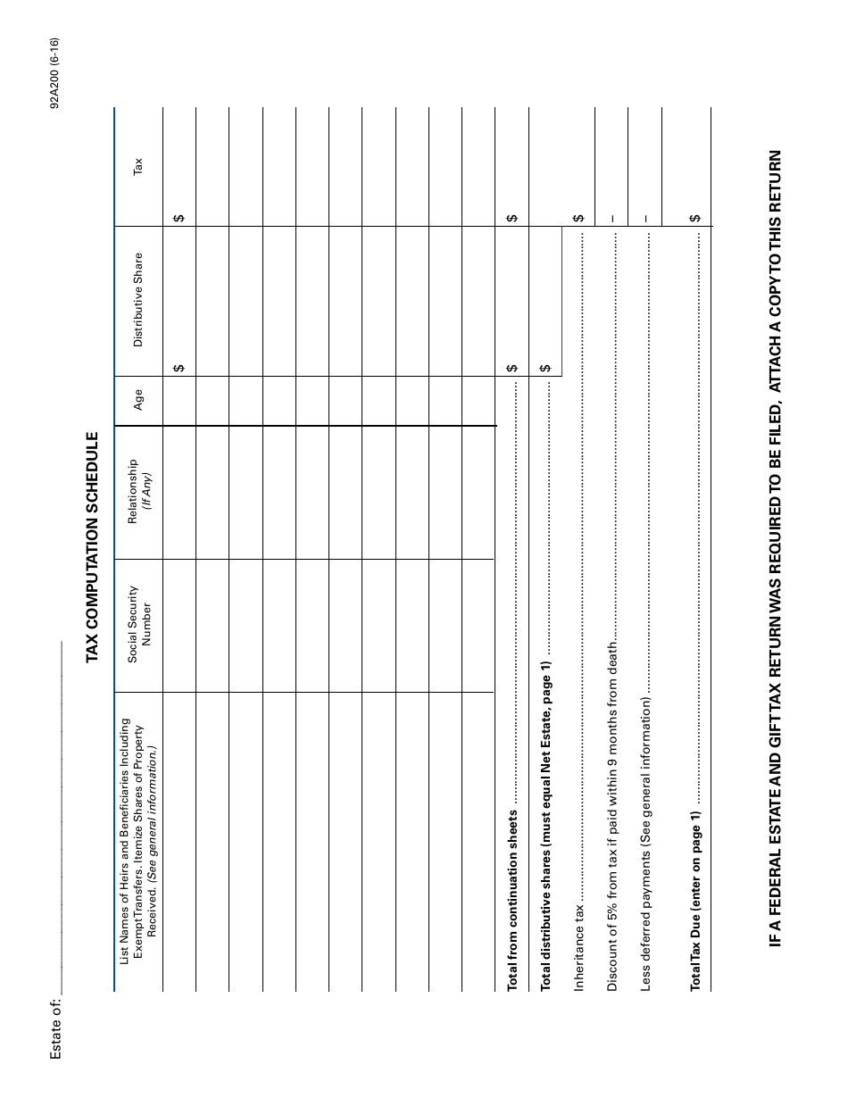 Form 92A200 Fill Out, Sign Online and Download Printable PDF