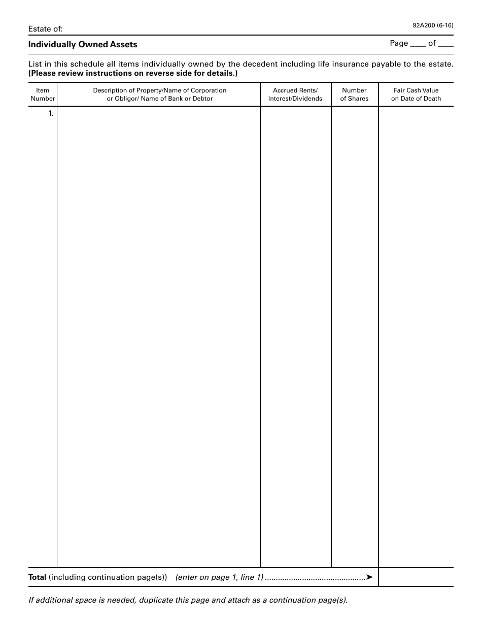 Form 92A200 Fill Out, Sign Online and Download Printable PDF