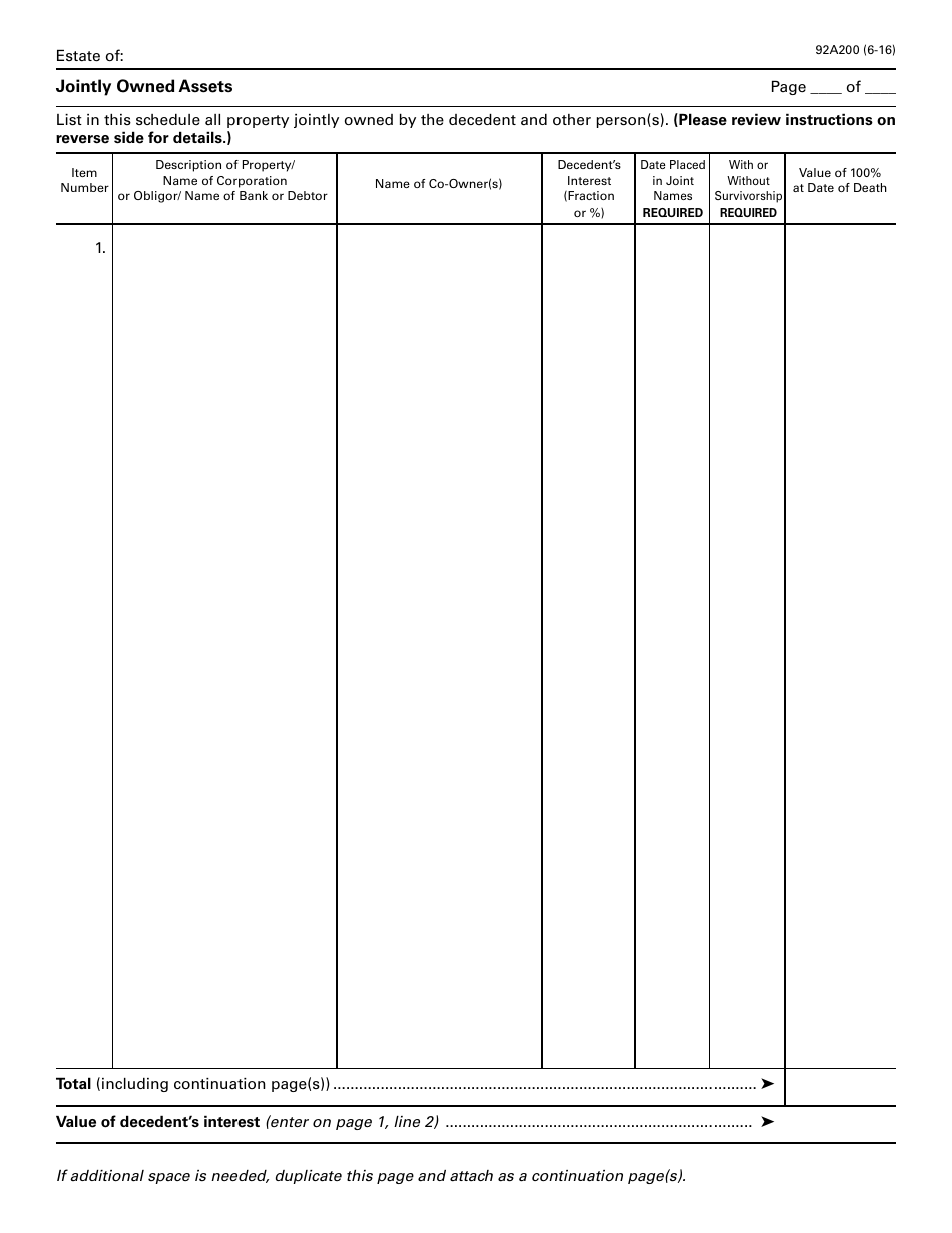 Form 92A200 Fill Out, Sign Online and Download Printable PDF