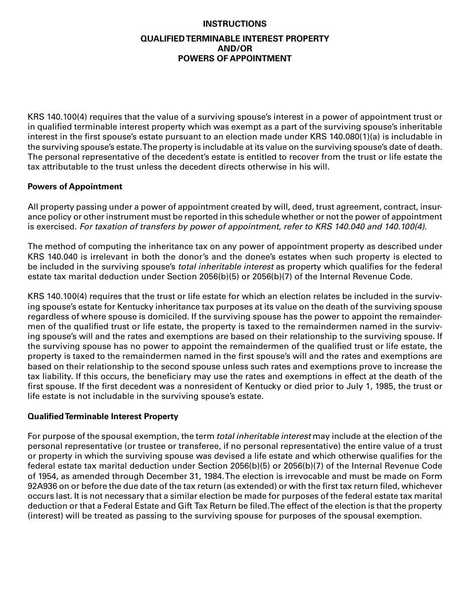 Form 92A200 Kentucky Inheritance Tax Return - Kentucky, Page 8