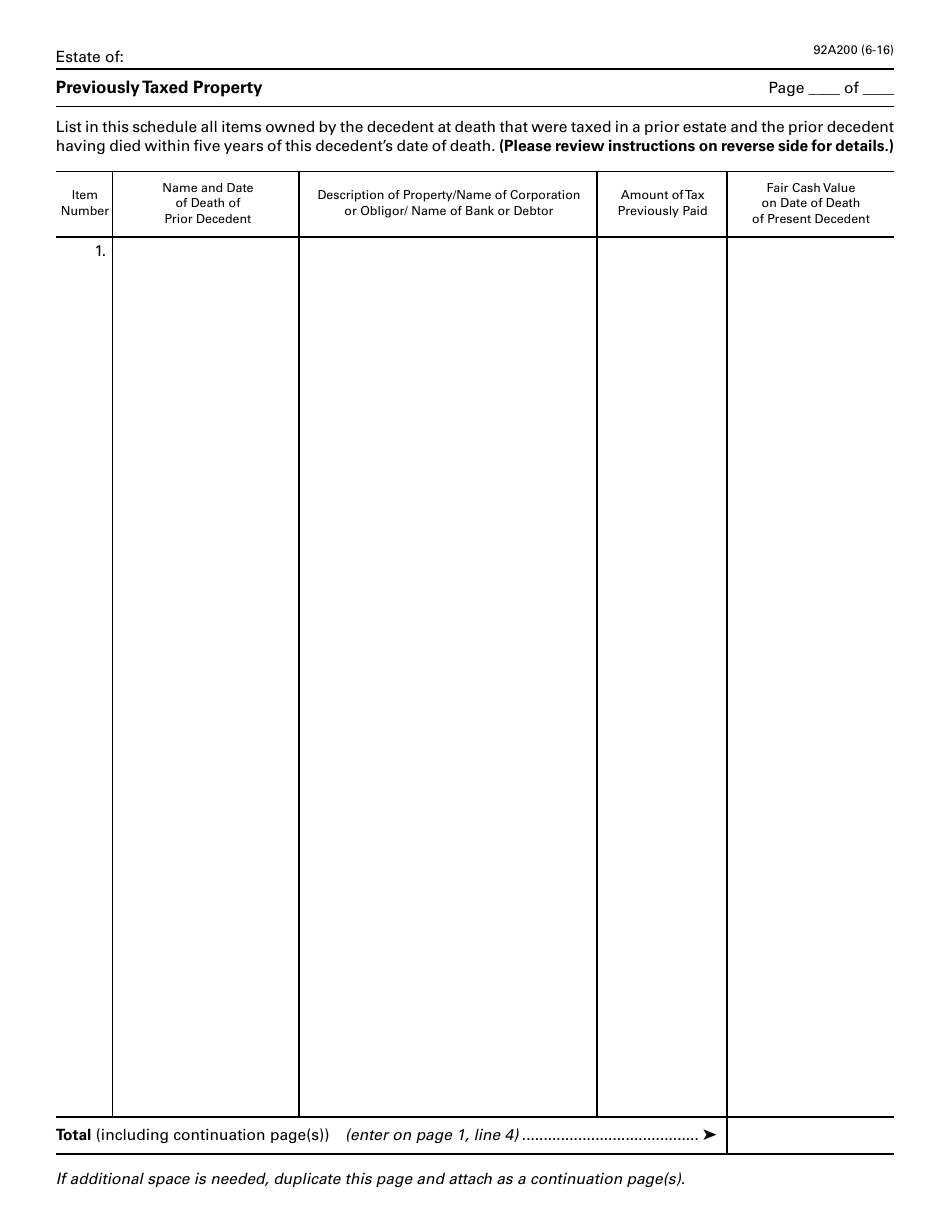 Form 92A200 Fill Out, Sign Online and Download Printable PDF