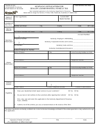 Form 73A054 Kentucky Application for Dealer Loaner/Rental Vehicle Tax - Kentucky