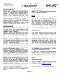 Instructions for Form 73A422 Monthly Report of Tobacco Products, Snuff, and Chewing Tobacco - Kentucky, Page 3